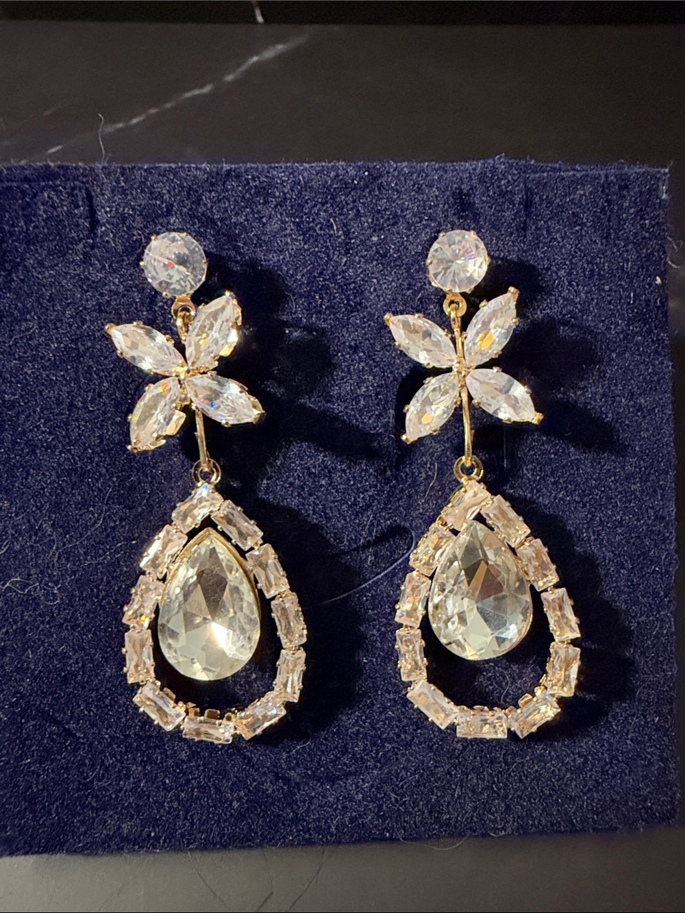 Crystal Teardrop Dangle Earrings - Elegant Evening Clear Crystal  Jewelry